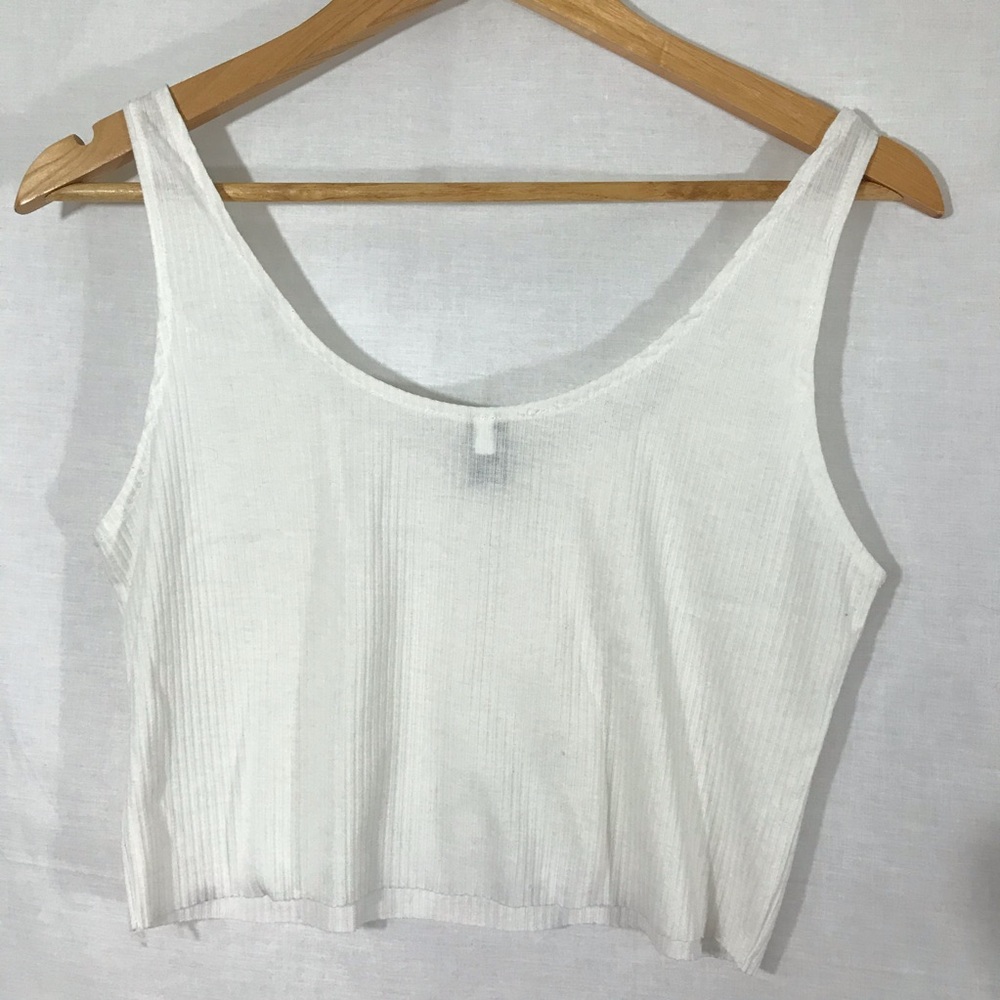 White Ribbed Crop top - Picture 5 of 7